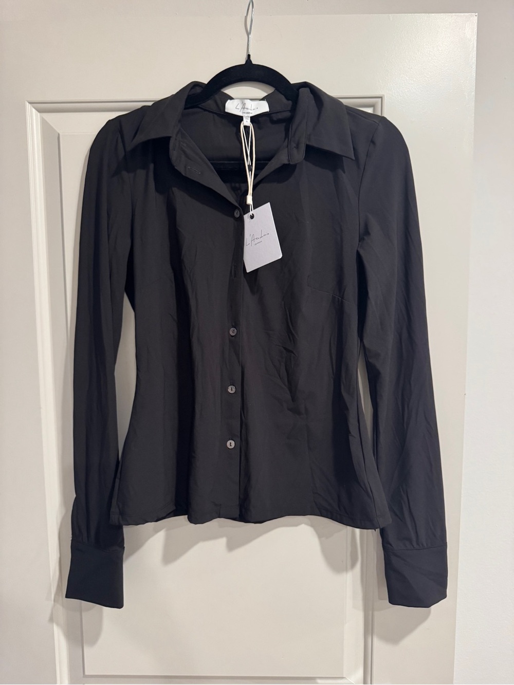 L'AGENCE Black Tailored Button-Down Shirt
